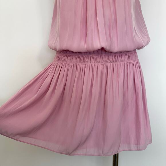 Ramy Brook Paris Halter Sleeveless Mini Dress Smocked Waist Pink M NWT - Picture 4 of 13